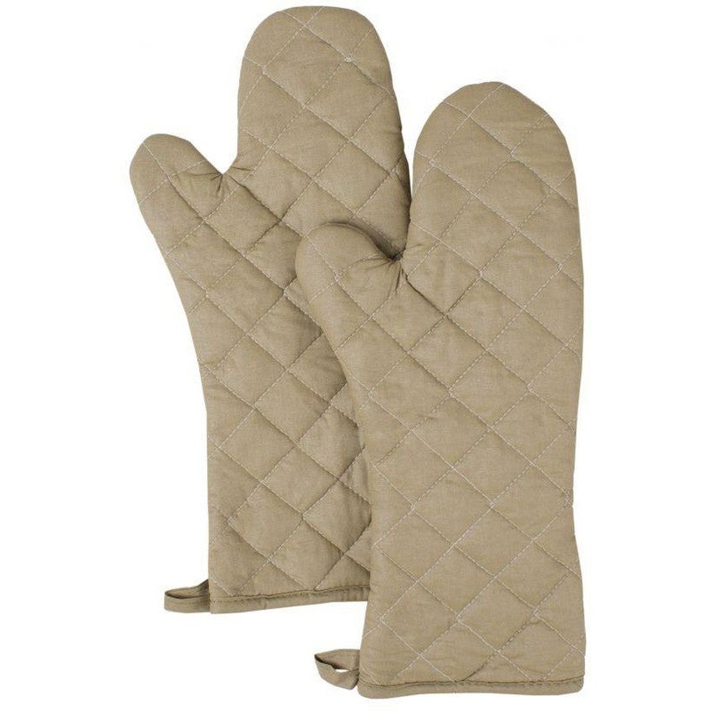 Chef Revival - 16" Silicone Tan Elbow Length Non-Stick Oven Mitt, Pair - OMT26TN
