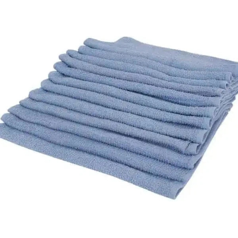 Chef Revival - 16" x 19" Cotton Blue Rabbed Terry Bar Towel (32 Oz), Pack of 12- HBMRBL