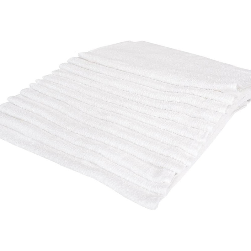 Chef Revival - 16" x 19" Cotton White Rabbed Terry Bar Towel (32 Oz), Pack of 12 - HBMR