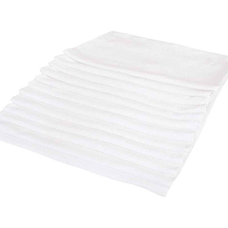 Chef Revival - 16" x 19" Cotton White Ribbed Terry Bar Towel (24 Oz), Pack of 12- LBMR