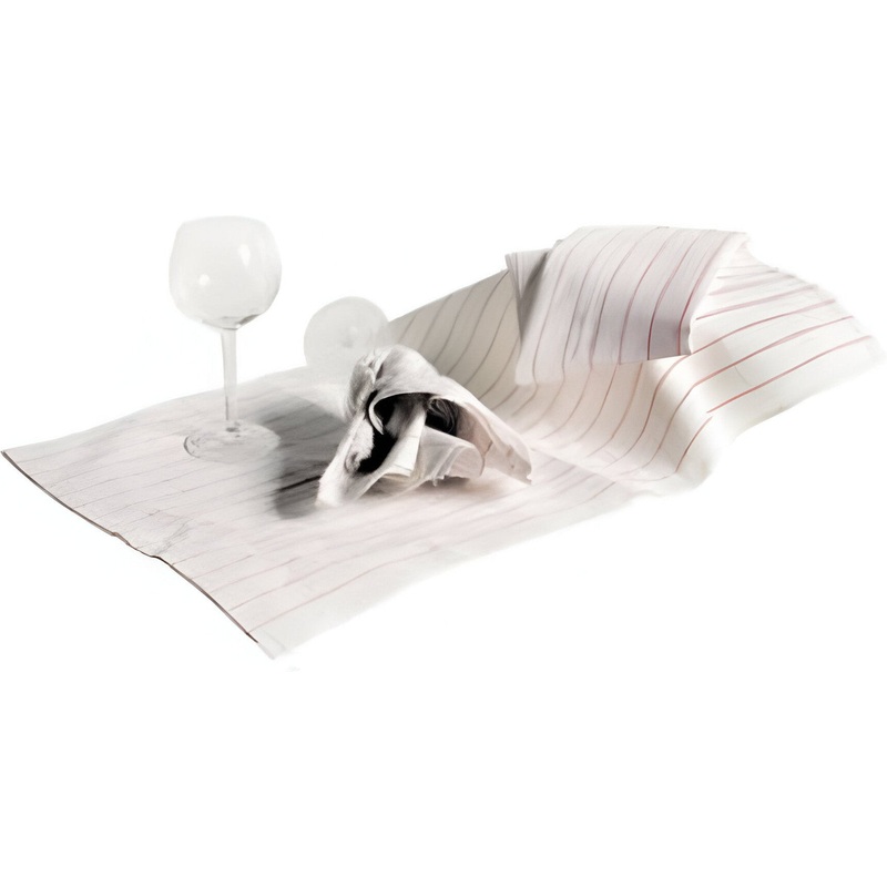 Chef Revival - 16" x 29" Cotton White Glass Polishing Towel with Red Strips, Pack of 12 - 702GT