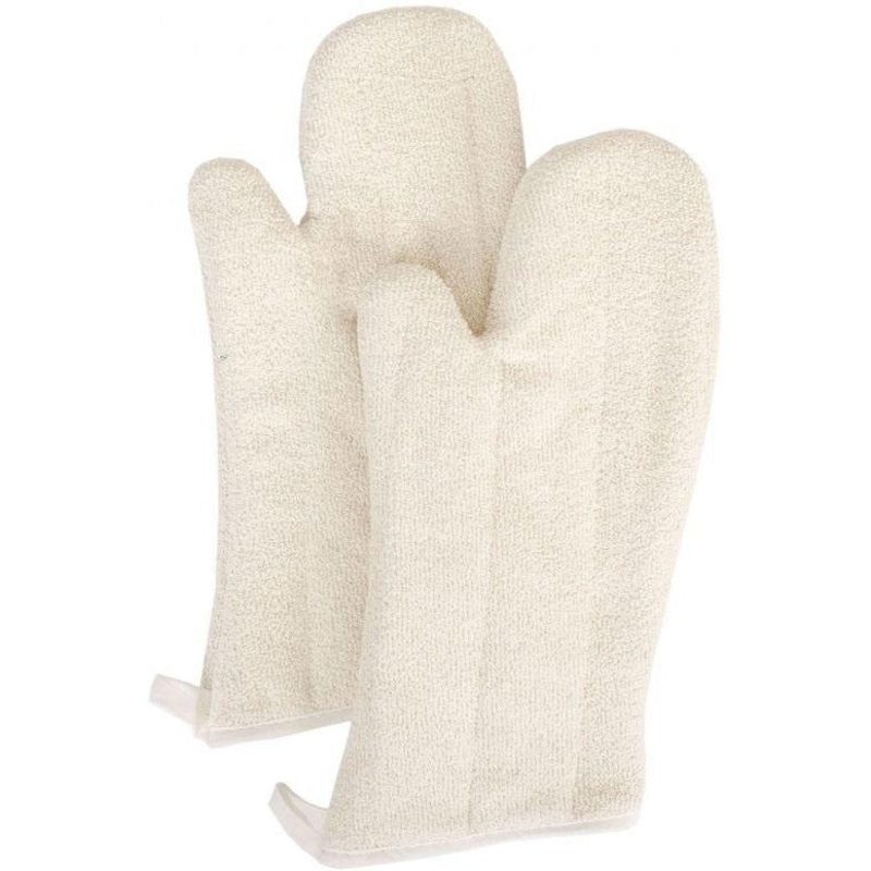 Chef Revival - 17" Terry Beige Elbow Length High Heat Steam Stopping Oven Mitt, Pair - TTSBOM7BE