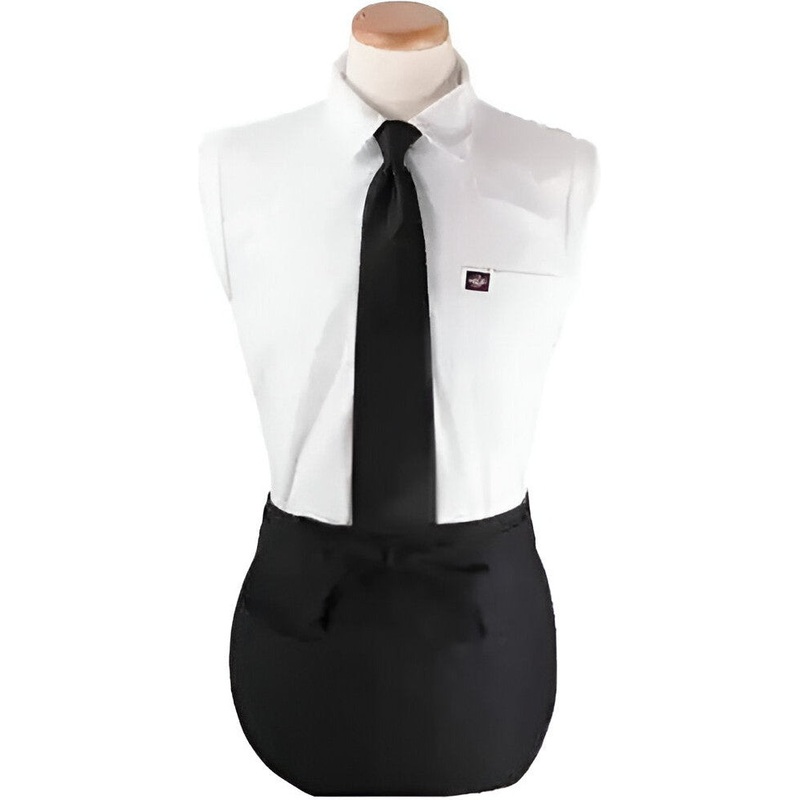Chef Revival - 20.5" x 12" Polyester Black 3 Pocket Reversible Waist Apron with Pan Pocket - 3PWACRBK