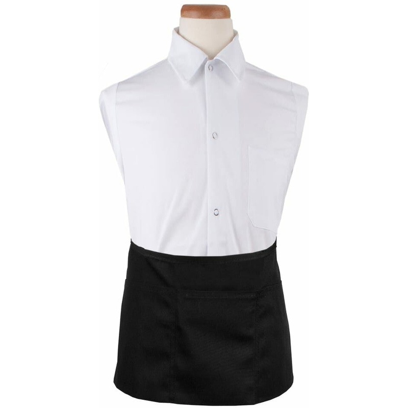 Chef Revival - 25"x 11" Polyester Black 3 Pocket Waist Apron with Pan Pocket - 3PWACBK