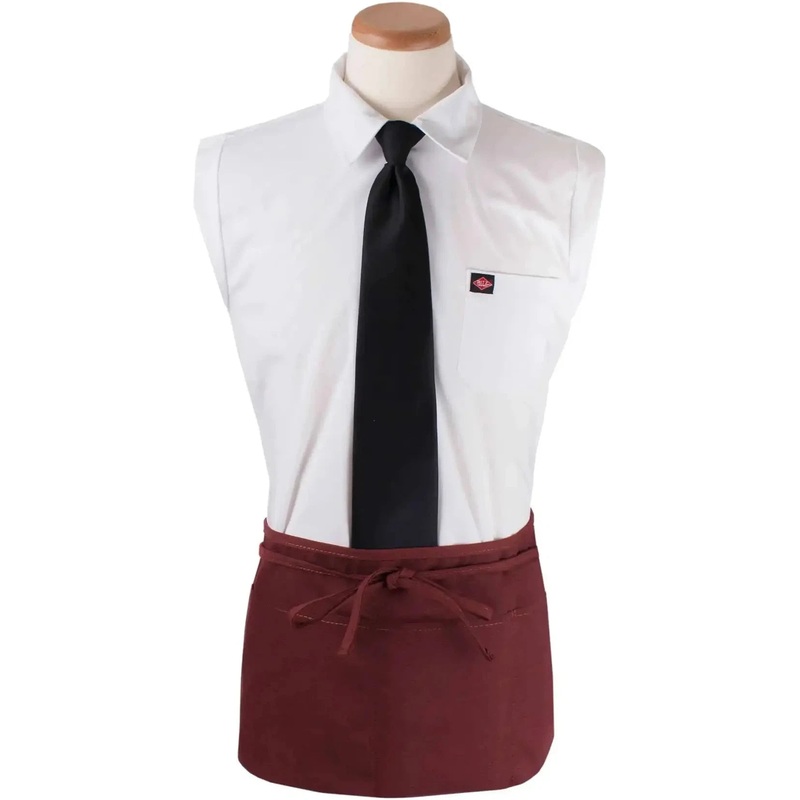 Chef Revival - 25"x 11" Polyester Burgundy 3 Pocket Waist Apron with Pan Pocket - 3PWACBG