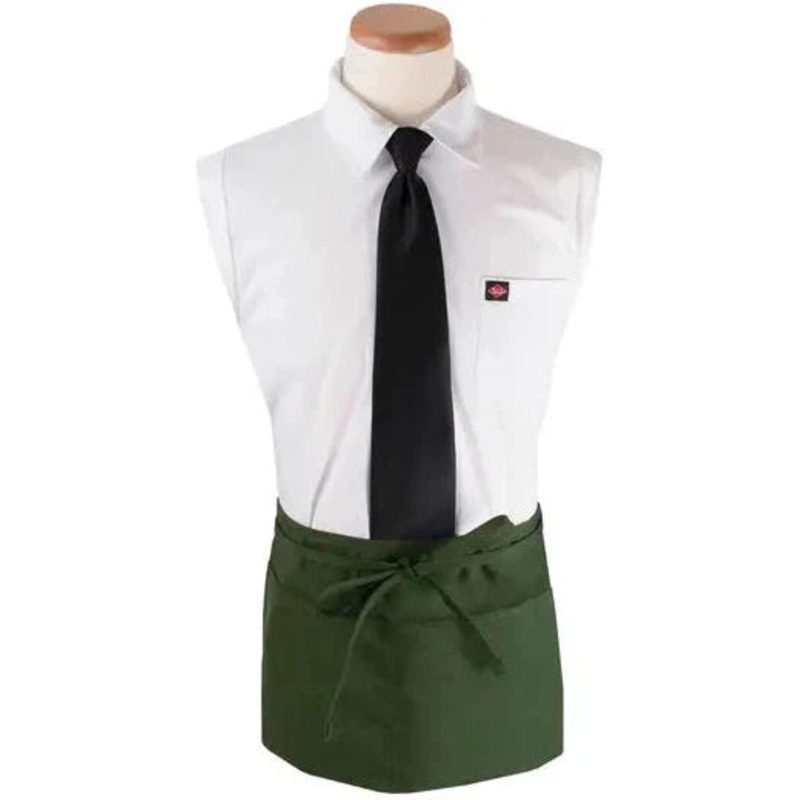 Chef Revival - 25"x 11" Polyester Hunter Green 3 Pocket Waist Apron with Pan Pocket - 3PWACHG