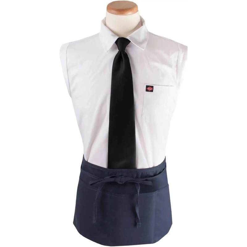 Chef Revival - 25"x 11" Polyester Navy Blue 3 Pocket Waist Apron with Pan Pocket - 3PWACNV