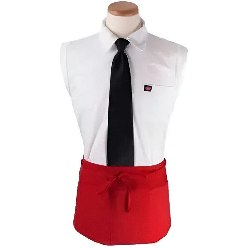 Chef Revival - 25"x 11" Polyester Red 3 Pocket Waist Apron with Pan Pocket - 3PWACRD