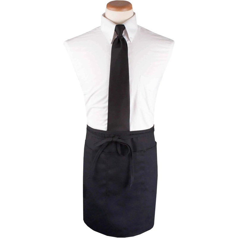 Chef Revival - 26" x 18.5" Polyester Black 3 Pocket Waist Apron with Pan Pocket - 3PWACELBK