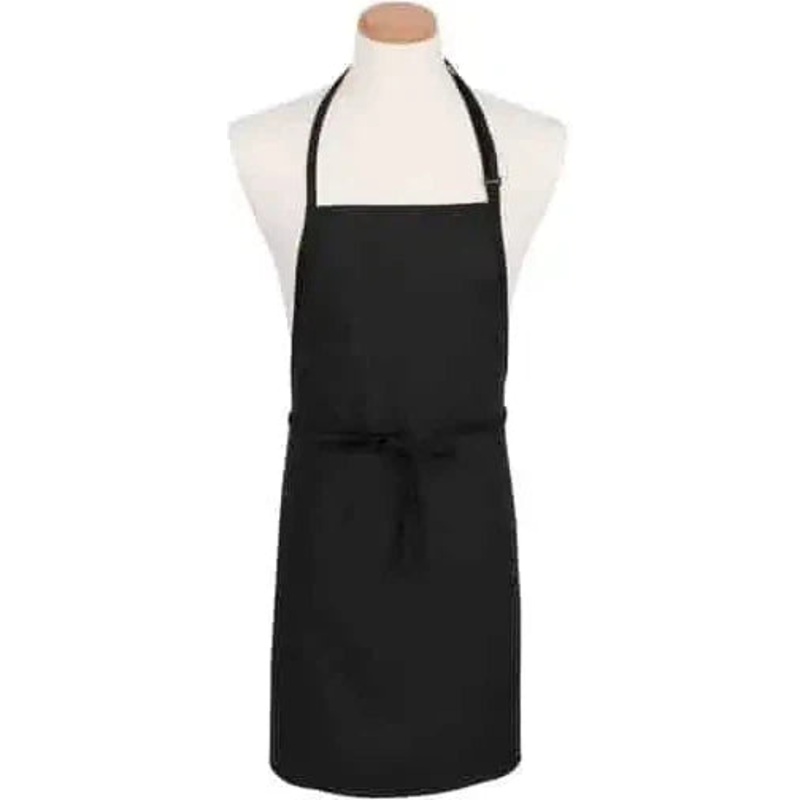 Chef Revival - 26" x 31" Poly-Cotton Black Bib Apron - NPBIABK