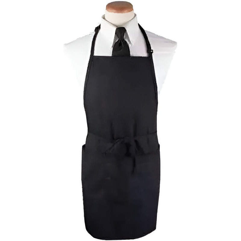 Chef Revival - 26" x 31" Poly-Cotton Black Bib Apron with 3 Pocket & Pan Pocket - 3PBIAELBK
