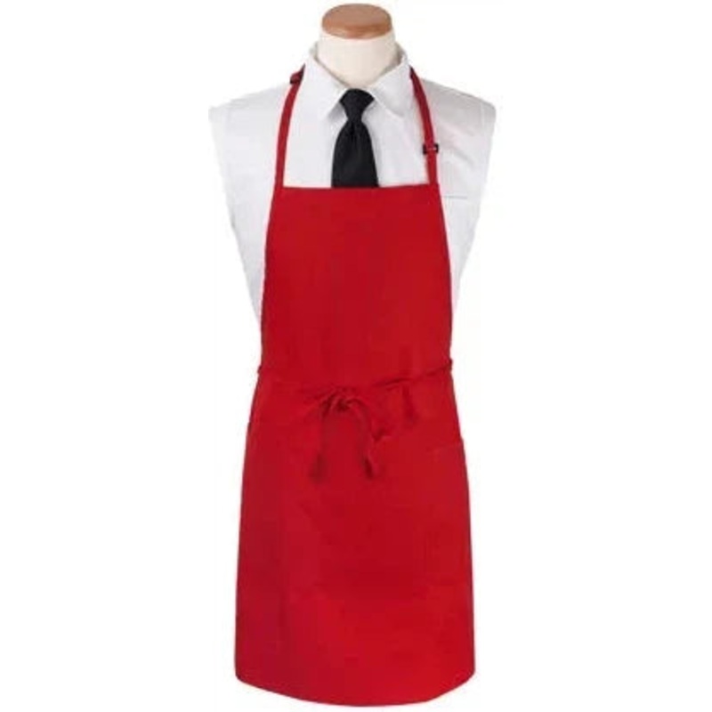 Chef Revival - 26" x 31" Poly-Cotton Red Bib Apron with 3 Pocket & Pan Pocket - 3PBIAELRD