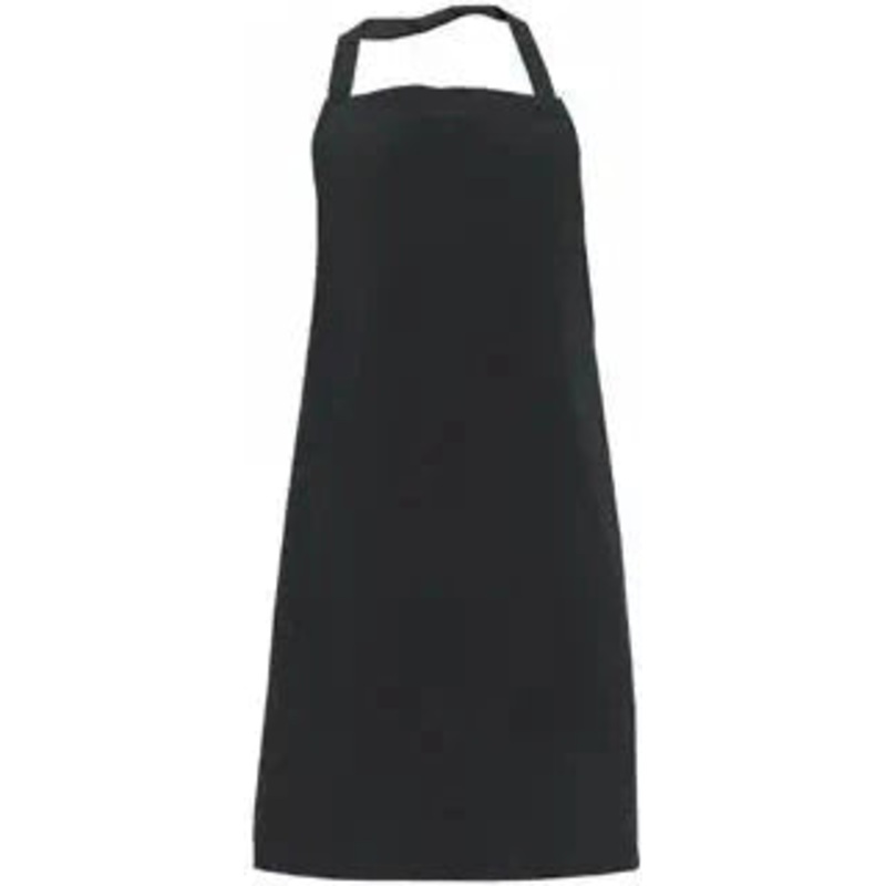 Chef Revival - 27" x 32" Polyester Black Bib Apron with No Pocket - 600PS-NP-BK