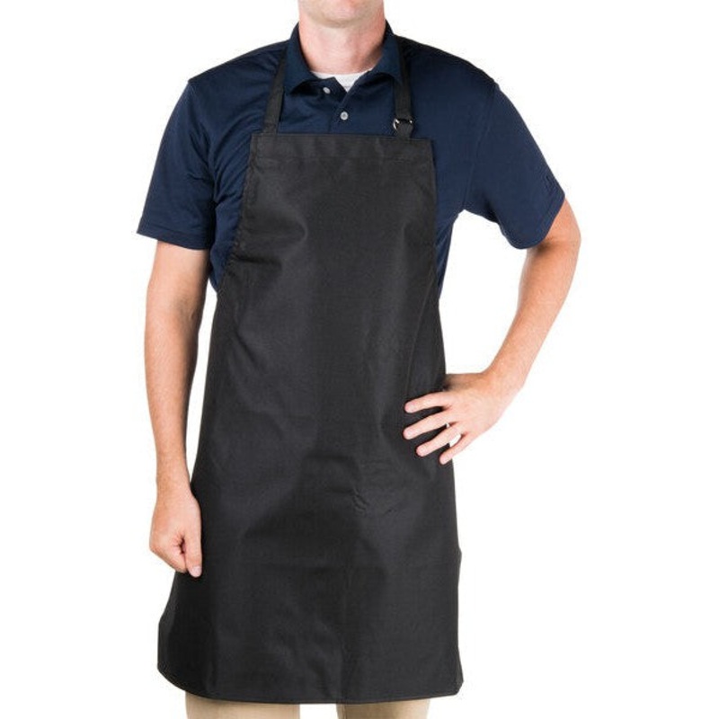 Chef Revival - 27" x 33" Polyester Black Bib Apron with vinyl Backing Waterproof Adjustable Neck Strap - 601MAJ-BK