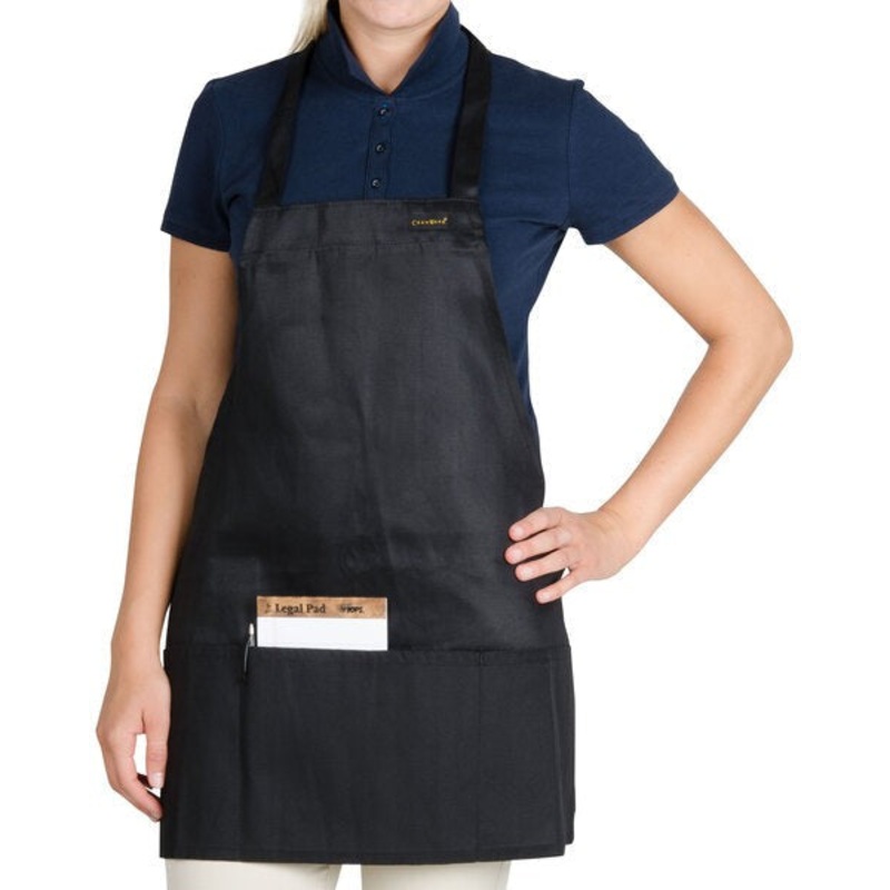 Chef Revival - 28" x 25" Mid Length Poly-Cotton Front House Bib Apron with 3 Pocket - 602BAFH