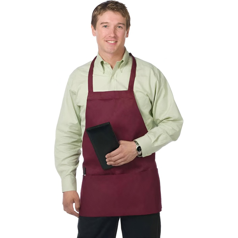 Chef Revival - 28" x 27" Poly-Cotton Bib Apron with 3 Pocket & Adjustable Neck - 612BAFH