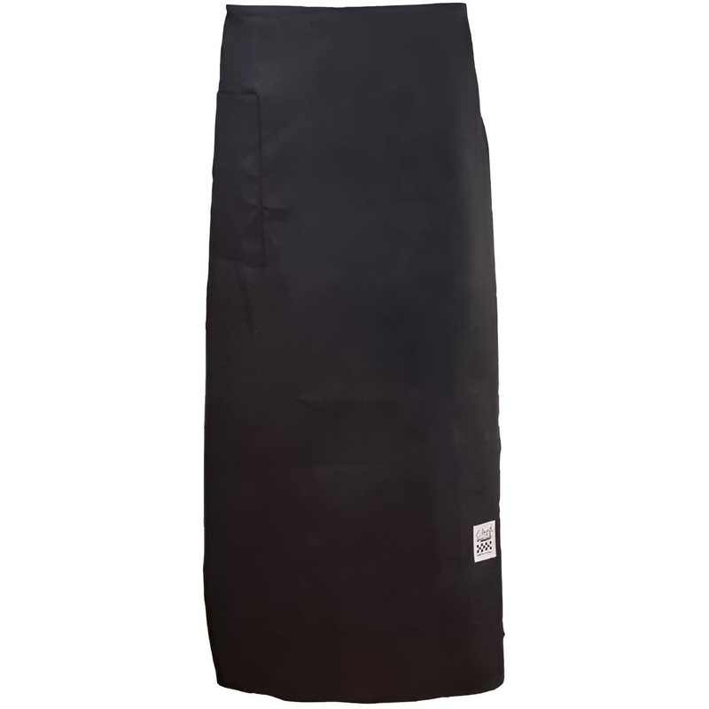 Chef Revival - 28" x 33" Poly-Cotton Black Bistro Apron with Single Right Hip Pocket - A011BK