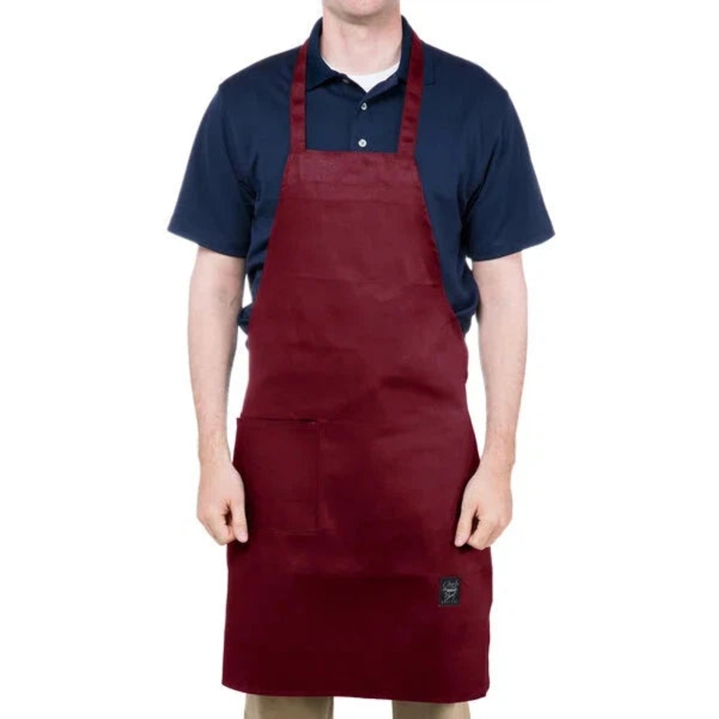 Chef Revival - 28" x 34" Full Length Poly-Cotton Utility Bib Apron with Pocket - 601BAC