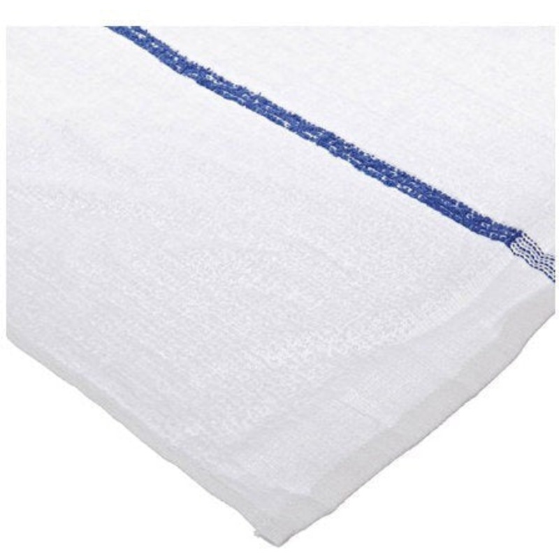 Chef Revival - 32 Oz Cotton White Bar Towel with Blue Stripe, Pack of 12 - 700BRT-BLS