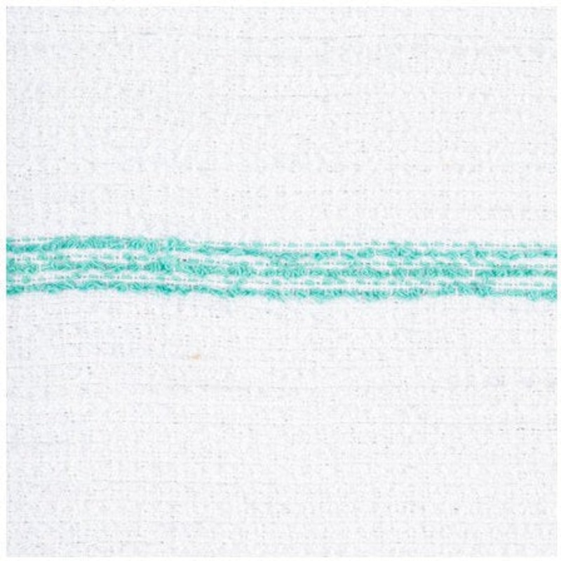 Chef Revival - 32 Oz Cotton White Bar Towel with Green Stripe, Pack of 12- 700BRT-GRS