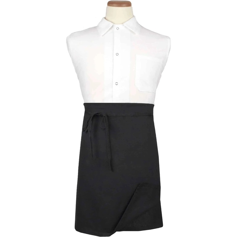 Chef Revival - 32" x 21.5" Polyester Black Reversible Waist Apron - 4WABK