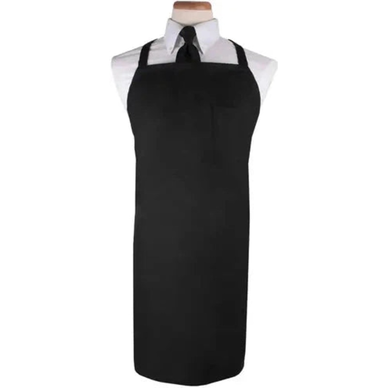 Chef Revival - 32"x 32.5" Poly-Cotton Black Bib Apron With Pen Pocket - BIABK