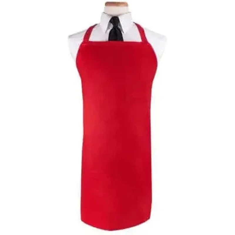 Chef Revival - 32"x 32.5" Poly-Cotton Red Bib Apron With Pen Pocket - BIARD