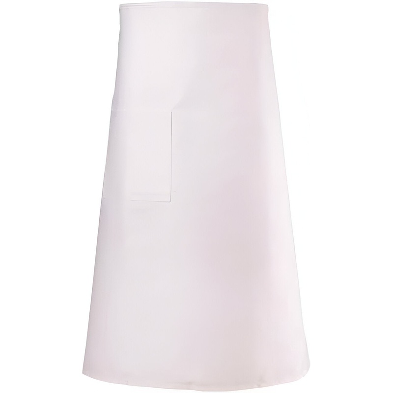 Chef Revival - 33" x 30" Poly-Cotton White Bistro Apron with Single Right Hip Pocket - 607BA