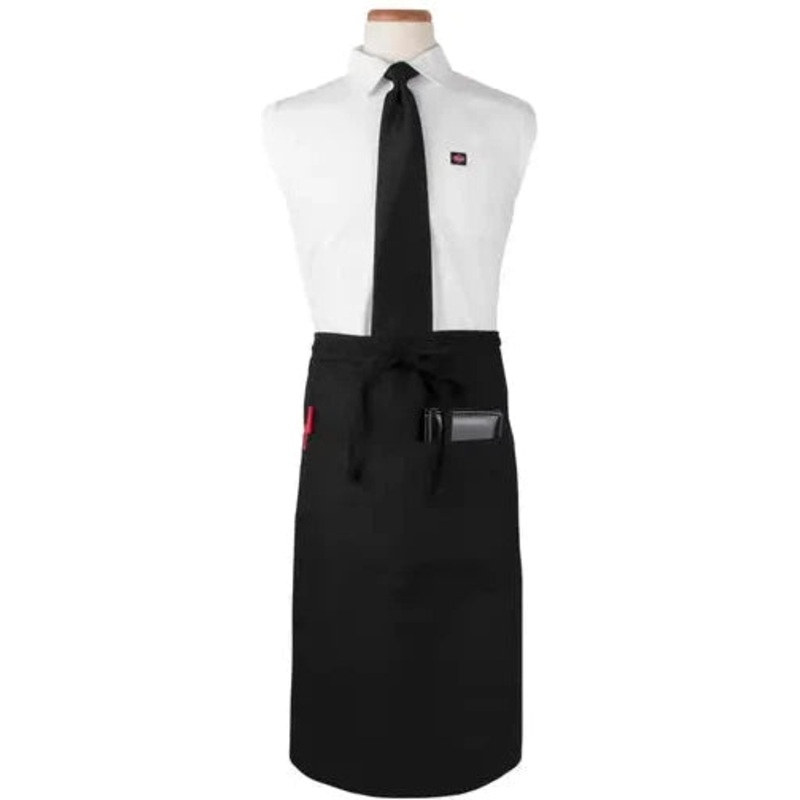 Chef Revival - 33" x 30" Polyester Black 2 Pocket Bistro Waist Apron - 2PWABK