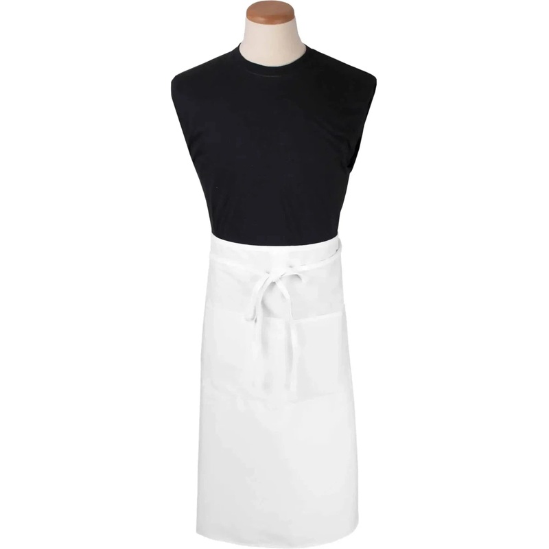 Chef Revival - 33" x 30" Polyester White 2 Pocket Bistro Waist Apron - 2PWAWH