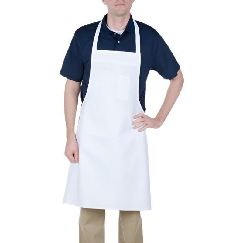Chef Revival - 34" x 34" 55/45 Poly-Cotton White Bib Apron with Pencil Pocket - 600BAW
