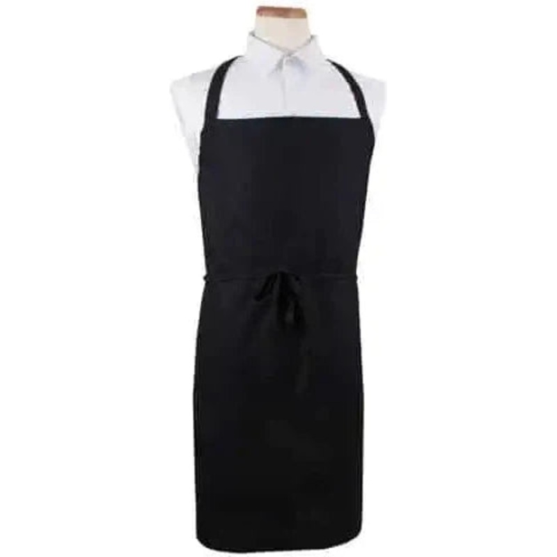 Chef Revival - 36"x 34" Poly-Cotton Black Bib Apron - WBABK