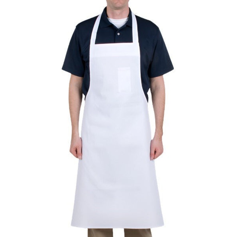 Chef Revival - 36" x 40" Poly-Cotton White Bib Apron with Pencil Pocket - 610BAC
