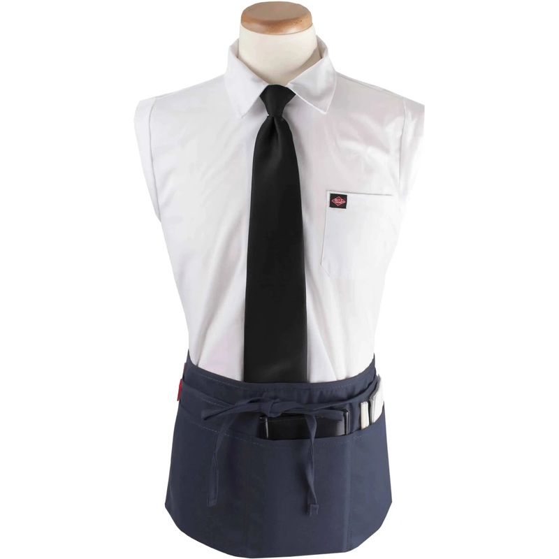 Chef Revival - Chef's Line 25"x 11" Polyester Navy Blue 3 Pocket Waist Apron with Pan Pocket - CL3PWACNV