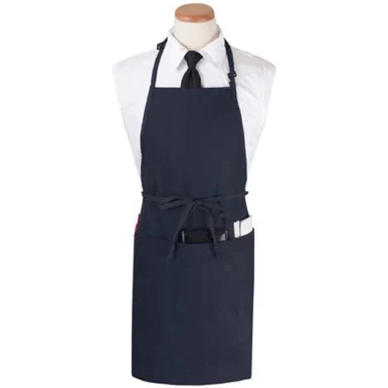 Chef Revival - Chef'S Line 26" x 31" Poly-Cotton Navy Blue Bib Apron with 3 Pocket & Pan Pocket - CL3PBIAELNV