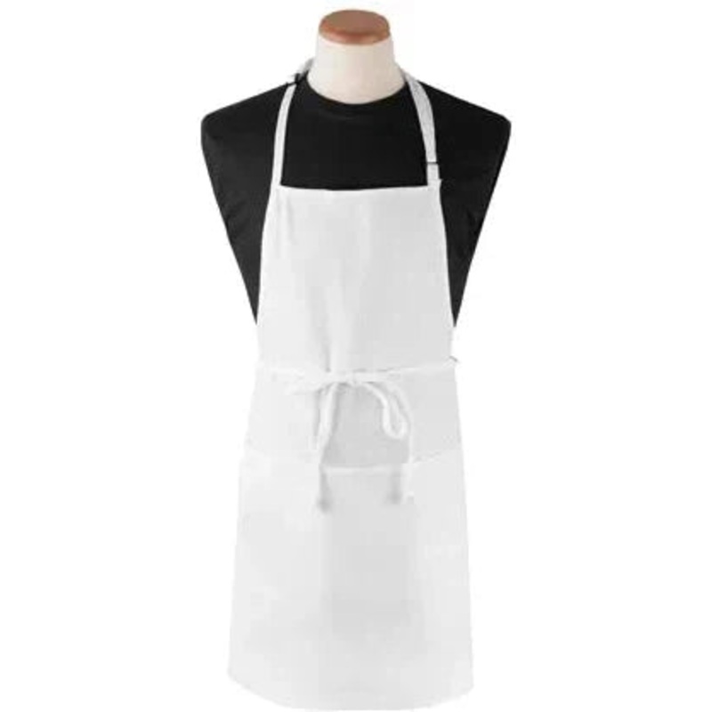 Chef Revival - Chef's Line 26" x 31" Poly-Cotton White Bib Apron with 3 Pocket & Pan Pocket - CL3PBIAELWH