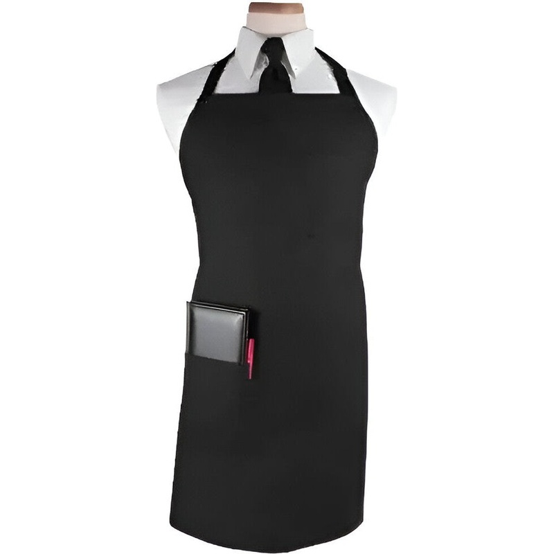 Chef Revival - Chef's Line 32" x 32.5" Poly-Cotton Black Pro Bib Apron - CL2PBIABK