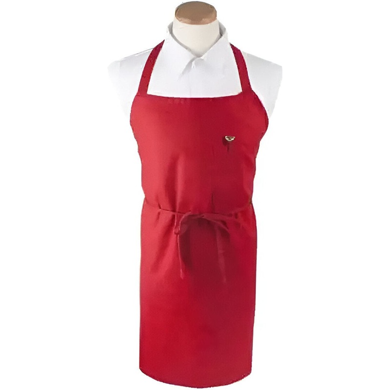 Chef Revival - Chef's Line 32"x 32.5" Poly-Cotton Red Bib Apron With Pen Pocket - CLBIARD