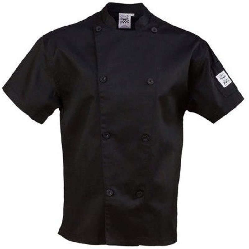 Chef Revival - Poly Cotton Performance Black Short Sleeve Chef Jacket With 8 Black Buttons - J205BK