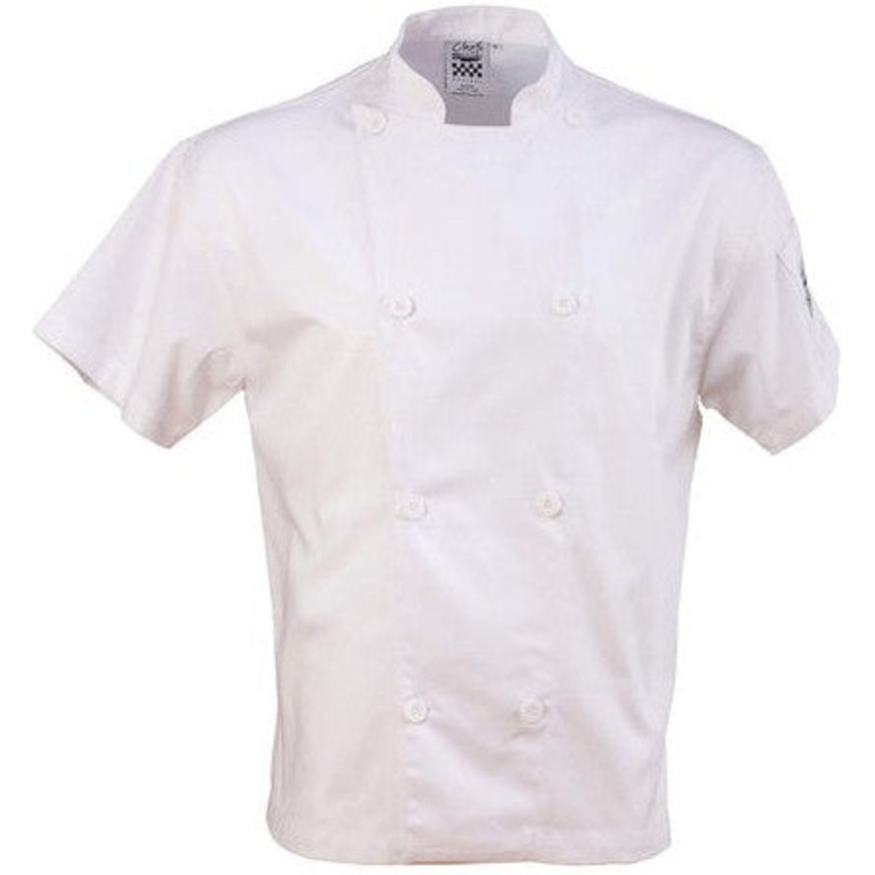 Chef Revival - Poly Cotton Performance White Short Sleeve Chef Jacket With 8 White Buttons - J205