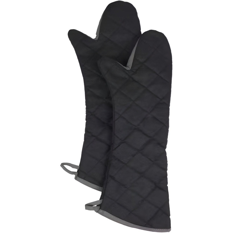 Chef Revival - Pyrotex PRO 24" Shoulder Length Black Oven Mitt, Pair - 2PX24ELBKBK-2