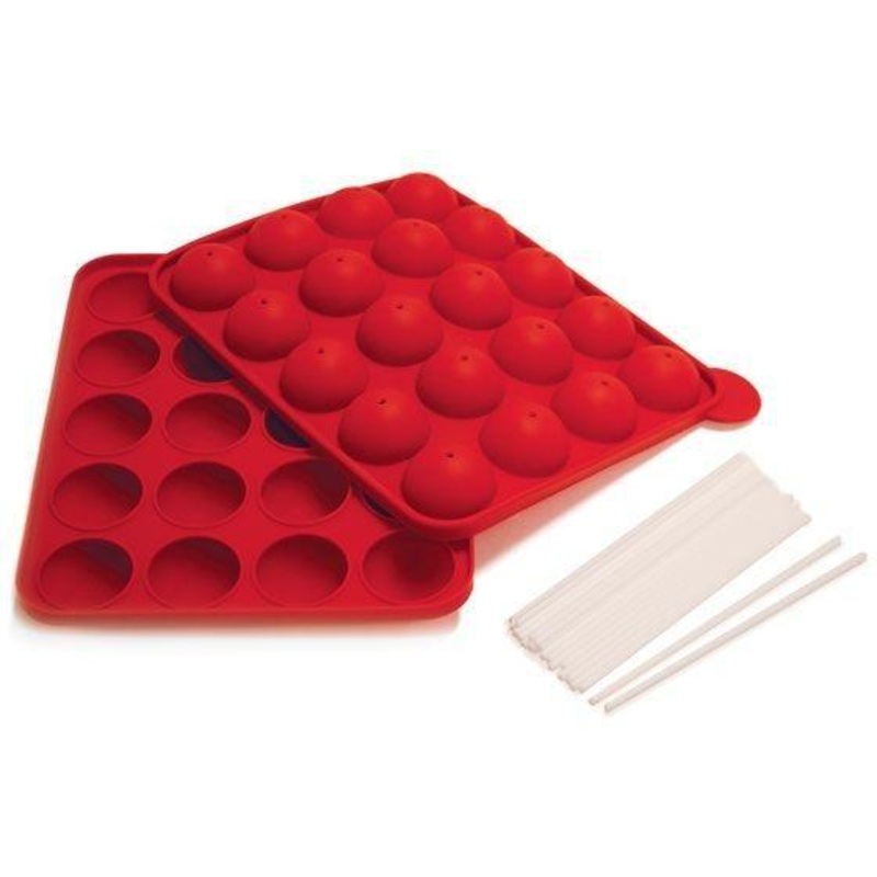 Norpro - Red Silicone Cake Pop Pan with 20 Sticks - 3602