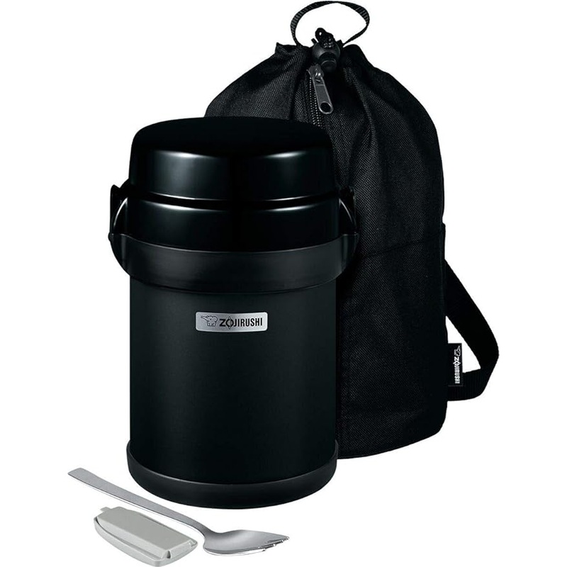 Zojirushi - Mr. Bento Carbon Black Stainless Lunch Jar With 4 Microwaveable Inner Bowls - SL-JBE14BZ