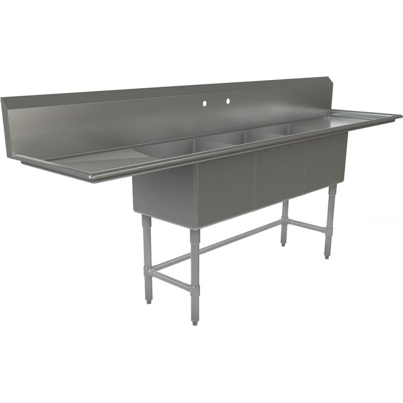 Tarrison - 102" x 24" Triple Compartment Sink - TA-PS318LR24-Kit