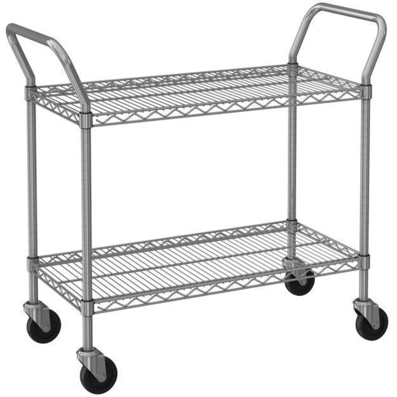 Tarrison - 36" x 21" x 38" 2-Tier Utility Cart with Chrome Finish - TS-UC21362C-KIT