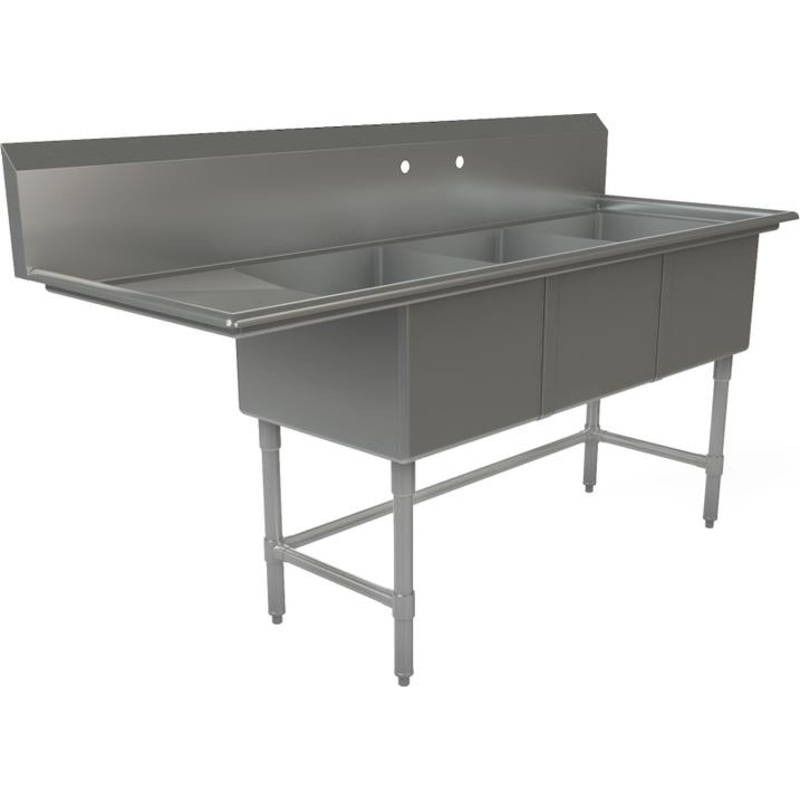 Tarrison - 75" x 24" Triple Compartment Sink - TA-PS318L-Kit
