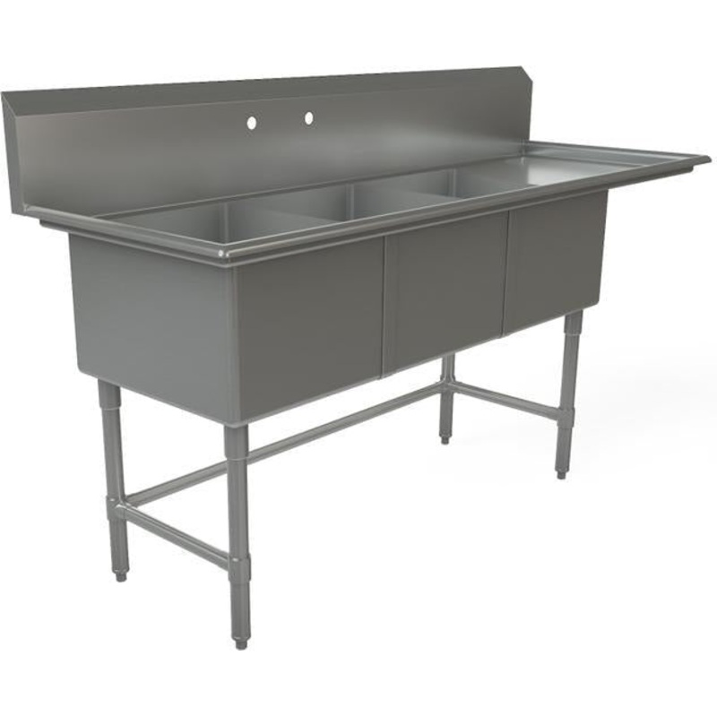 Tarrison - 75" x 24" Triple Compartment Sink - TA-PS318R-Kit
