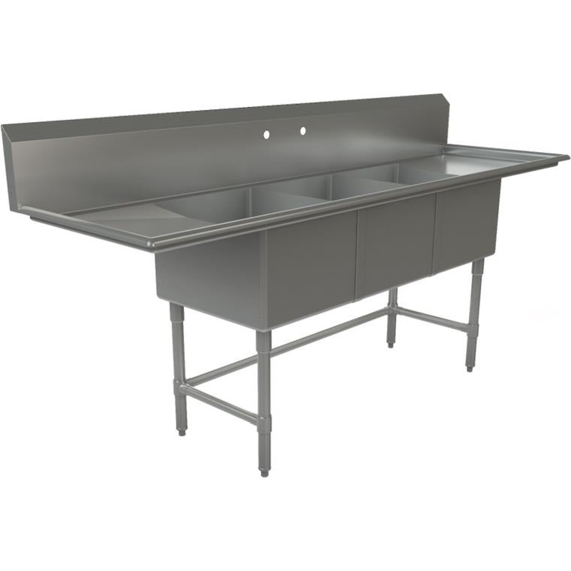 Tarrison - 90" x 27" Triple Compartment Sink - TA-PS321LR-Kit
