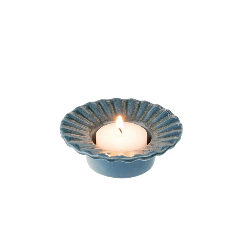 Small Blue Poppy Taper Holder