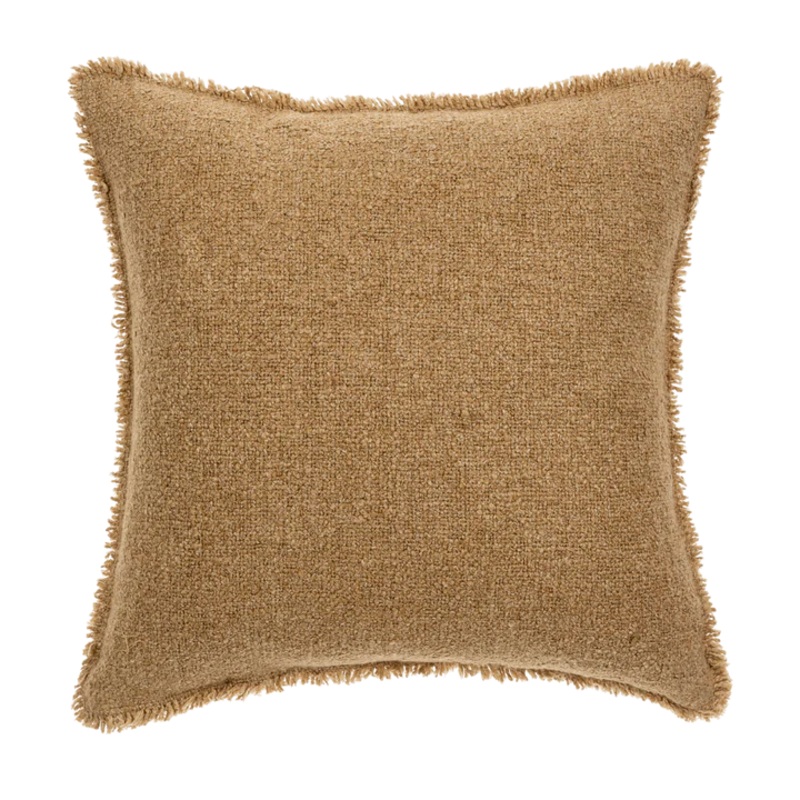 Terracotta Fringed Boucle Pillow